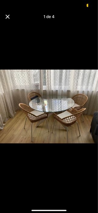 Mesa redonda Vidro com cadeiras