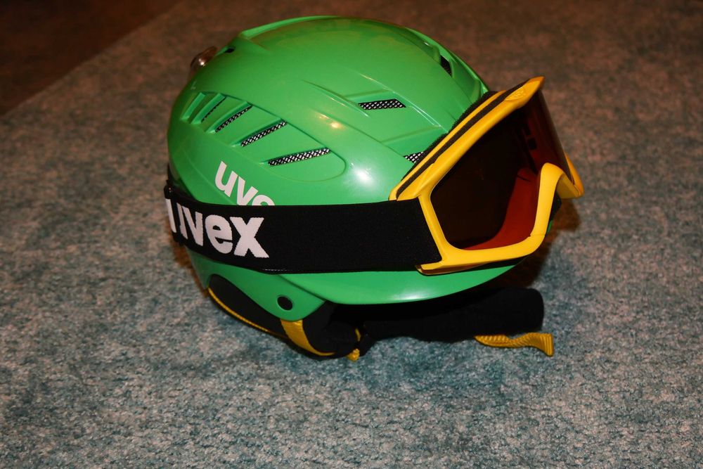 Ciepły kask narciarski snowboardowy regulowany + gogle Uvex 52 – 54 cm