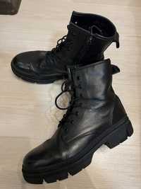 Шкіряні черевики tamaris intertop чорні шкіра черные кожаные
