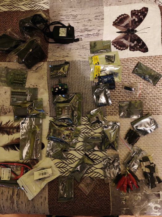 Duży zestaw elektroniki: Arduino, moduły, czujniki, zasilacze