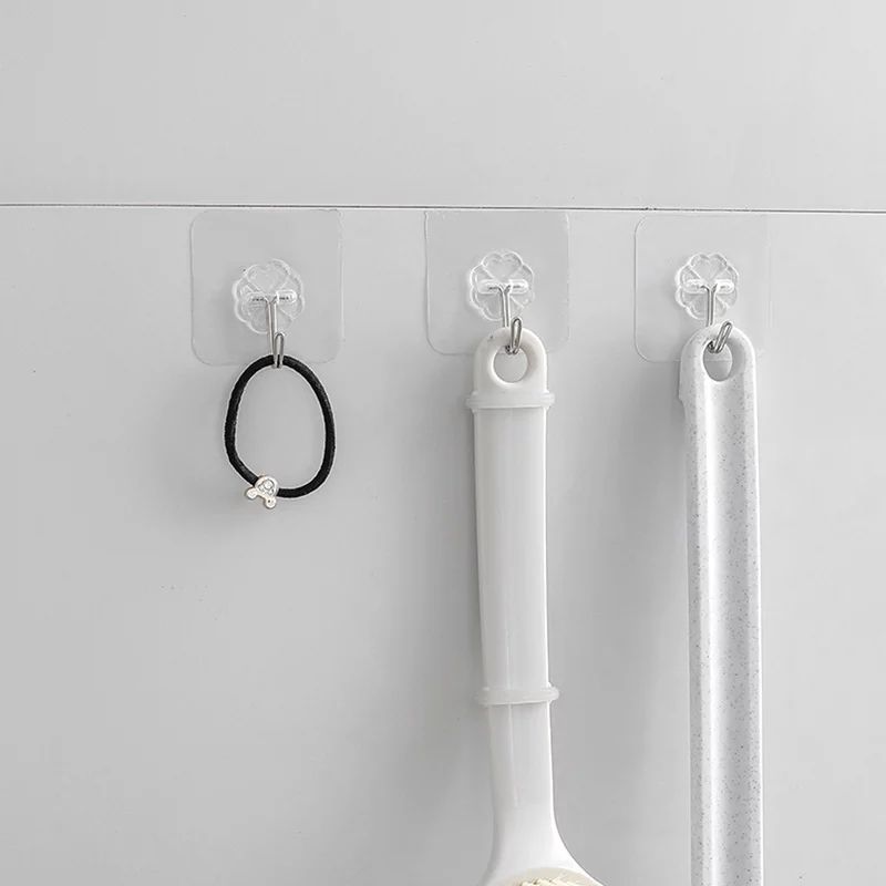 Крючки 6 шт. для кухни и ванной прозрачные самоклеющиеся