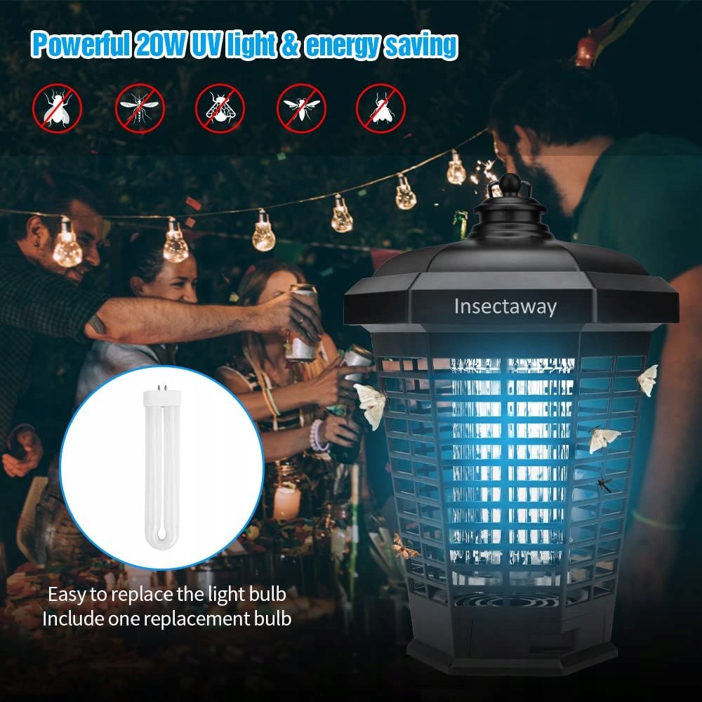 Lampa Owadobójcza Na Komary Muchy UV 4200V 20W Czujnik Zmierzchu
