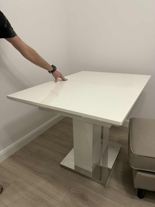 Stół rozkładany do jadalni biały lakierowany