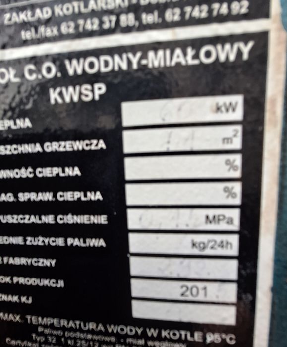 Części do pieca miałowego wodnego 60 kW