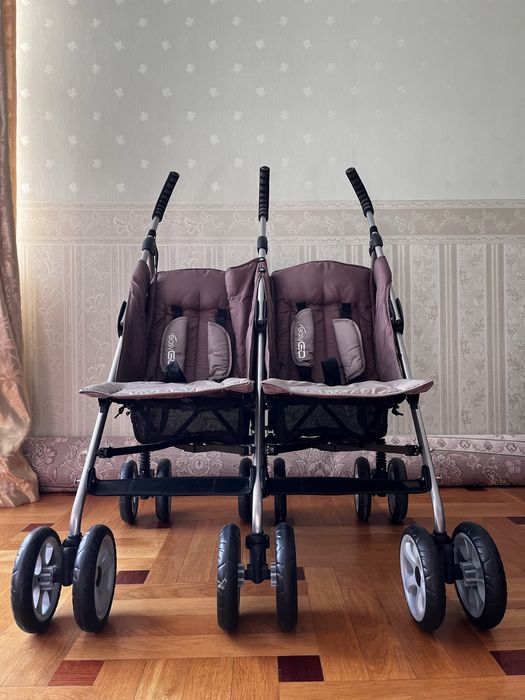 Прогулянкова коляска EasyGo Comfort Duo (коричнева) для двійні