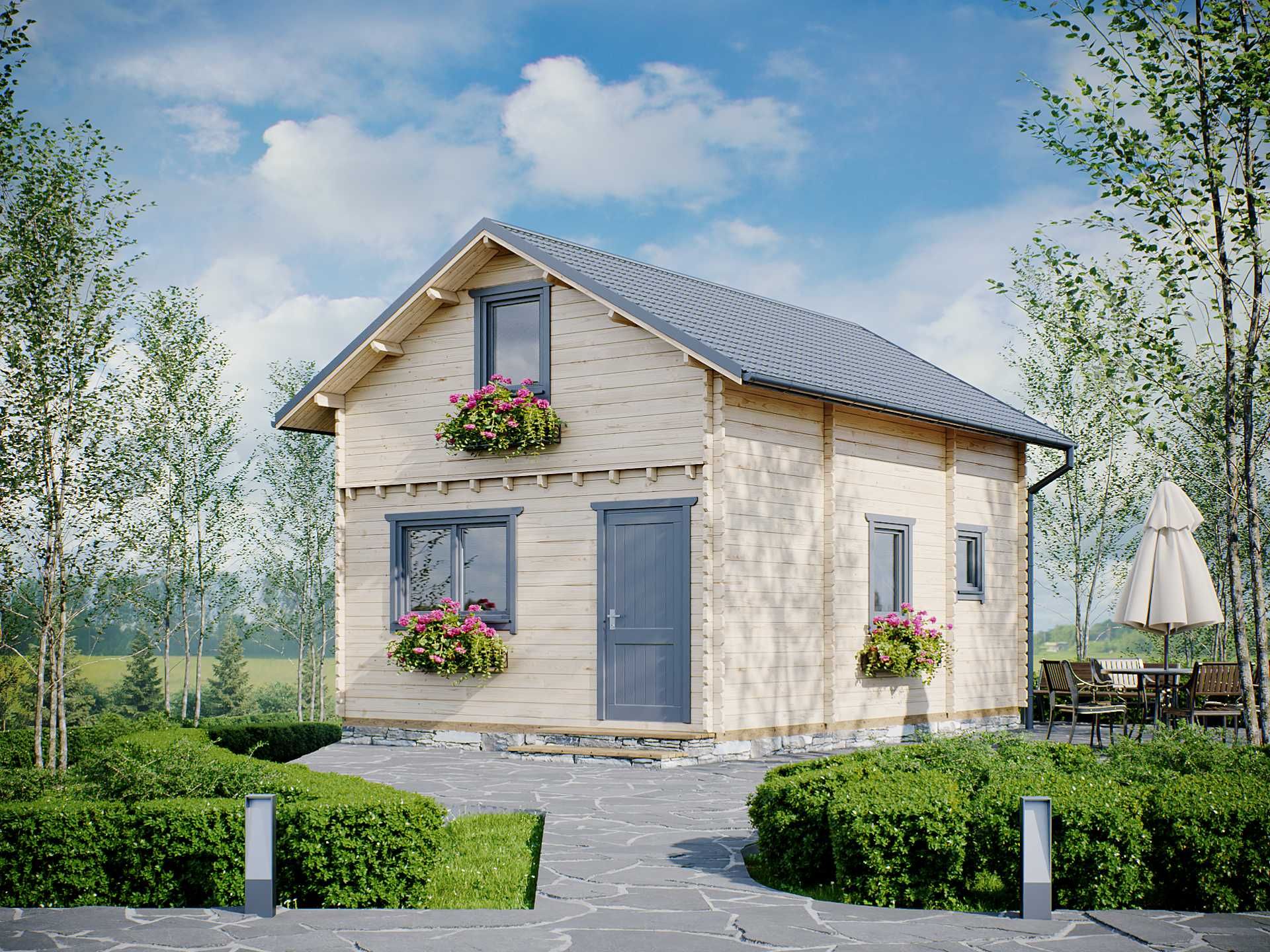 Drewniany domek letniskowy Jan II zabudowany 65 m2 - ROD, działka