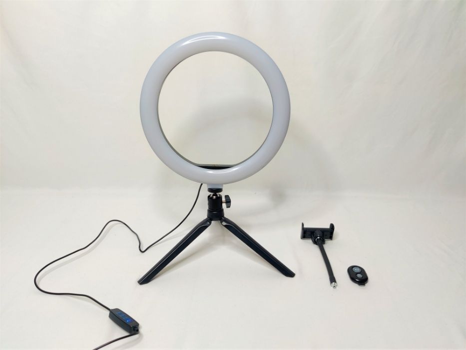 [NOVO] Ring Light 26 cm e Tripé 16 cm c/ Suporte Tlm. e Com. Bluetooth