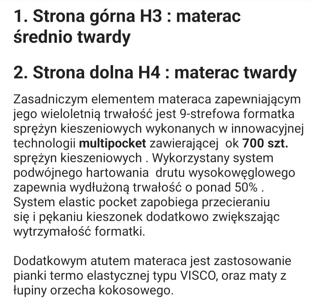 Materac nowy termoplastyczny średniotwardy 90x200