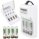 Songpus ładowarka akumulatorków AA/AAA + 4 szt akumulatorów 4700 mAh