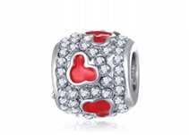 charms do pandora moments myszka miki Disney diament cyrkonie czerwony