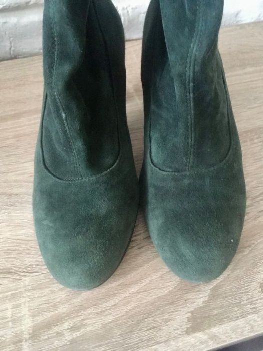 Kozaki, botki, buty marszczone, zamsz naturalny