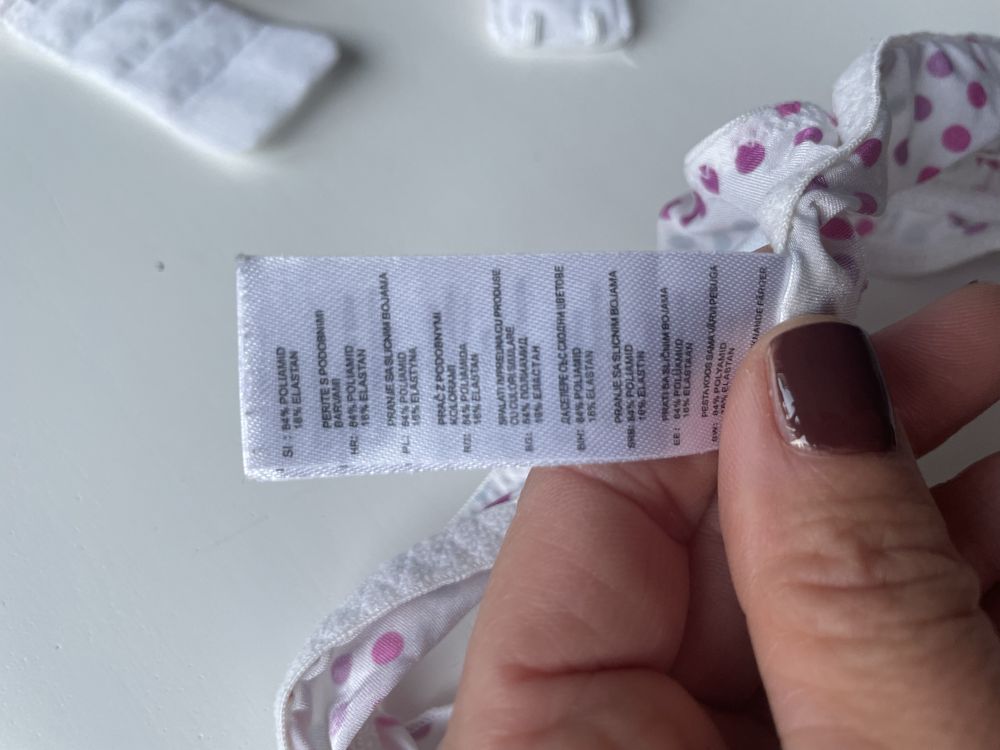Nowy komplet bielizny w kropki różowy kokardki stringi stanik