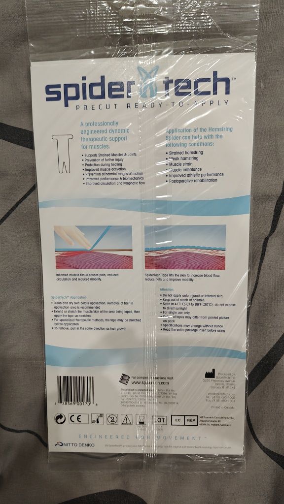 7шт. кинезио тейп пластырь Spidertech Hamstring spider
