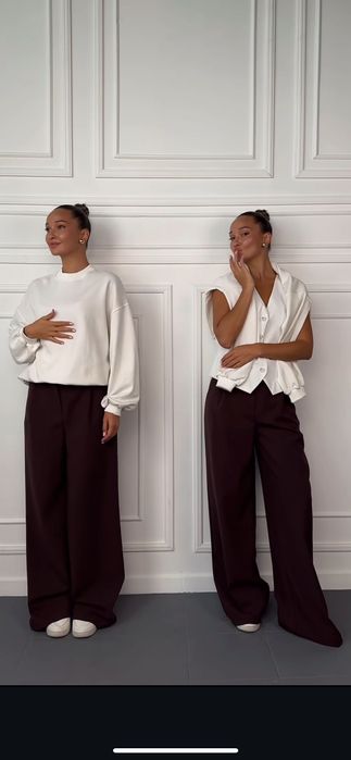 М Л новые с бирками Палаццо брюки шоколадный цвет широкие wide leg