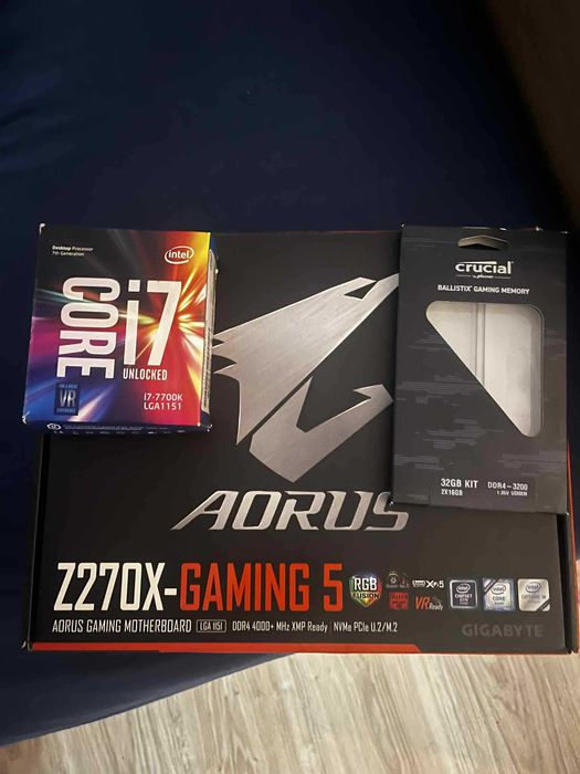 Zestaw i7 7700K 32GB ram CRUCIAL + płyta AORUS z270