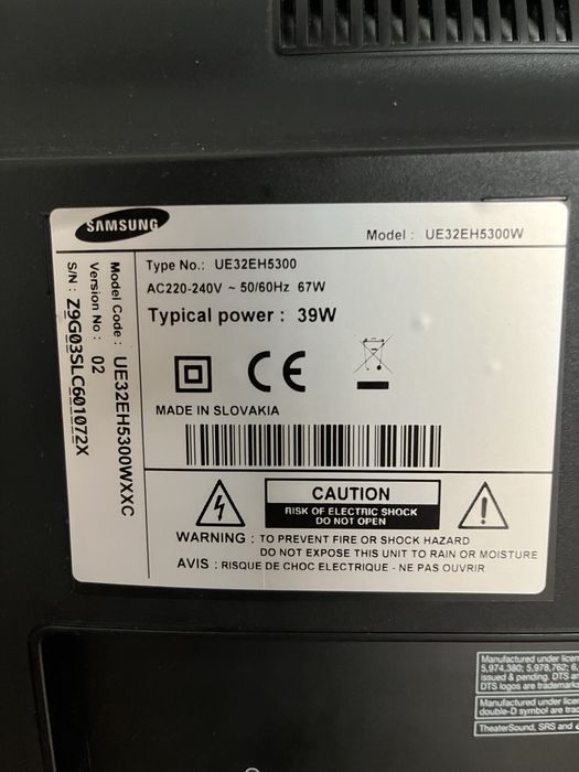 TV Samsung Smart LED 32” (Modelo UE32EH5300W)