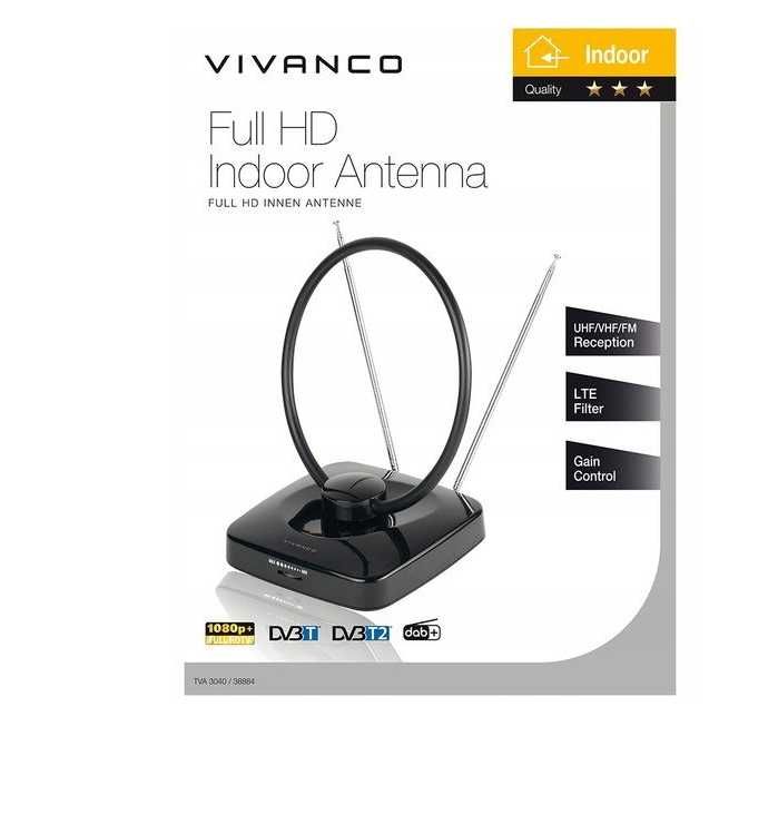 Antena TV wewnętrzna VIVANCO TVA 3040 DVB-T2 DAB+