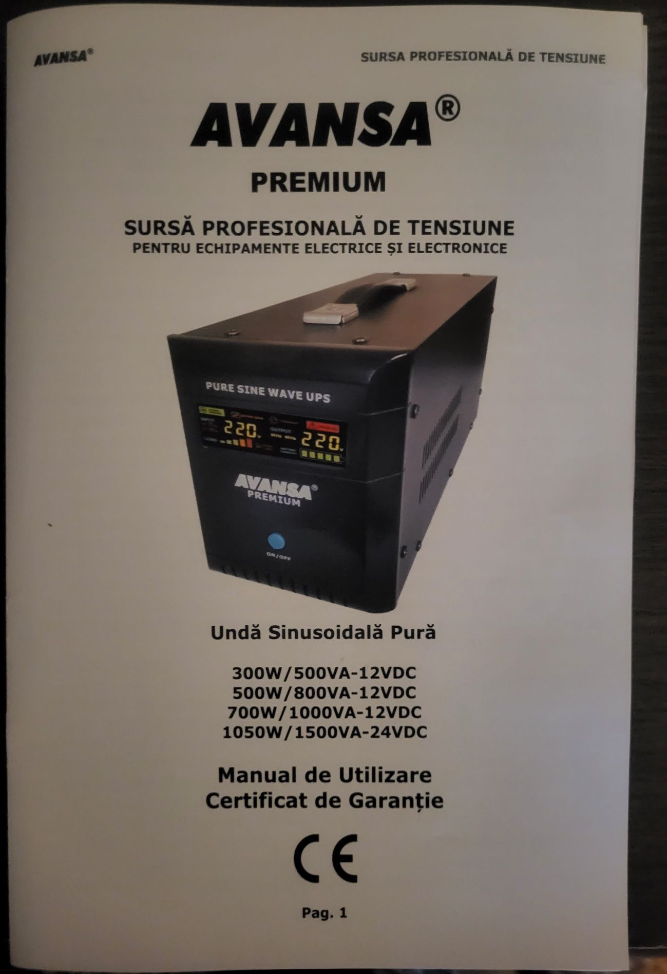 Блок безперебійного живлення Avansa UPS 500 W/800 VA (VOLT POLSKA Sinu