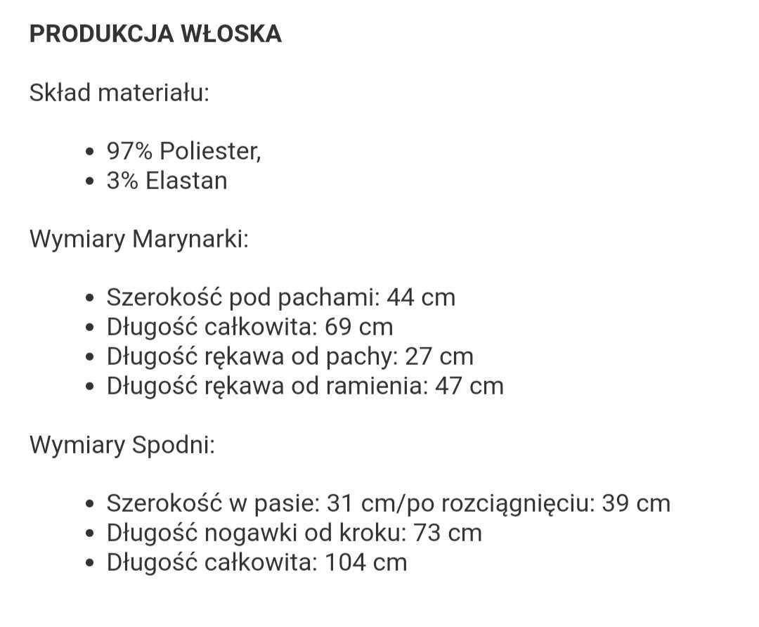 Promocja!Włoski garnitur damski-fuksja, rozm. uniwersalny