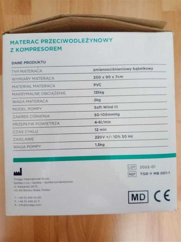 Materac przeciwodleżynowy z kompresorem