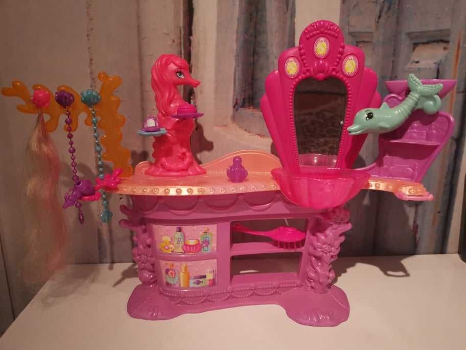 Duzy mega zestaw salon fryzjerski, toaletka, fotel, kranik na wodę