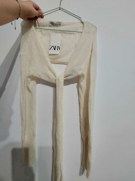 Zara bolerko / tie cardigan ALPAKA, WEŁNA XS-S