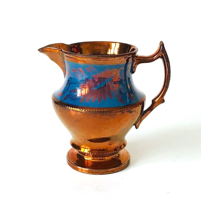 Mlecznik ceramika anglia secesja iryzujący miedziowany art deco