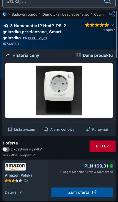 Gniazdo przełączalne homematic IP HmIP-PS-2