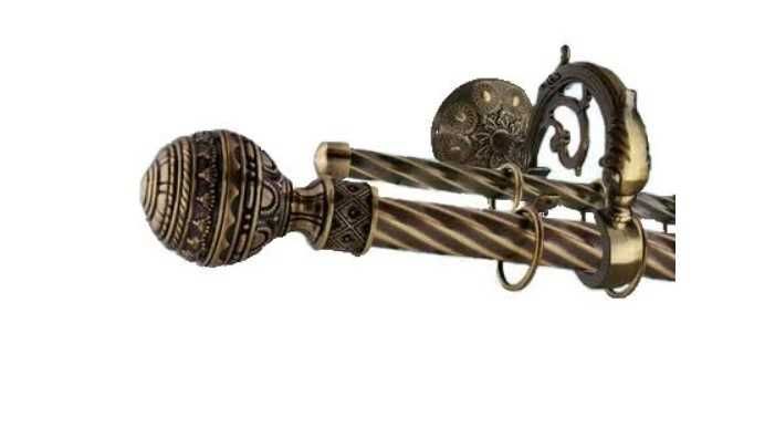 Кований карниз для штор подвійний 160 см посилений кронштейн Дракон