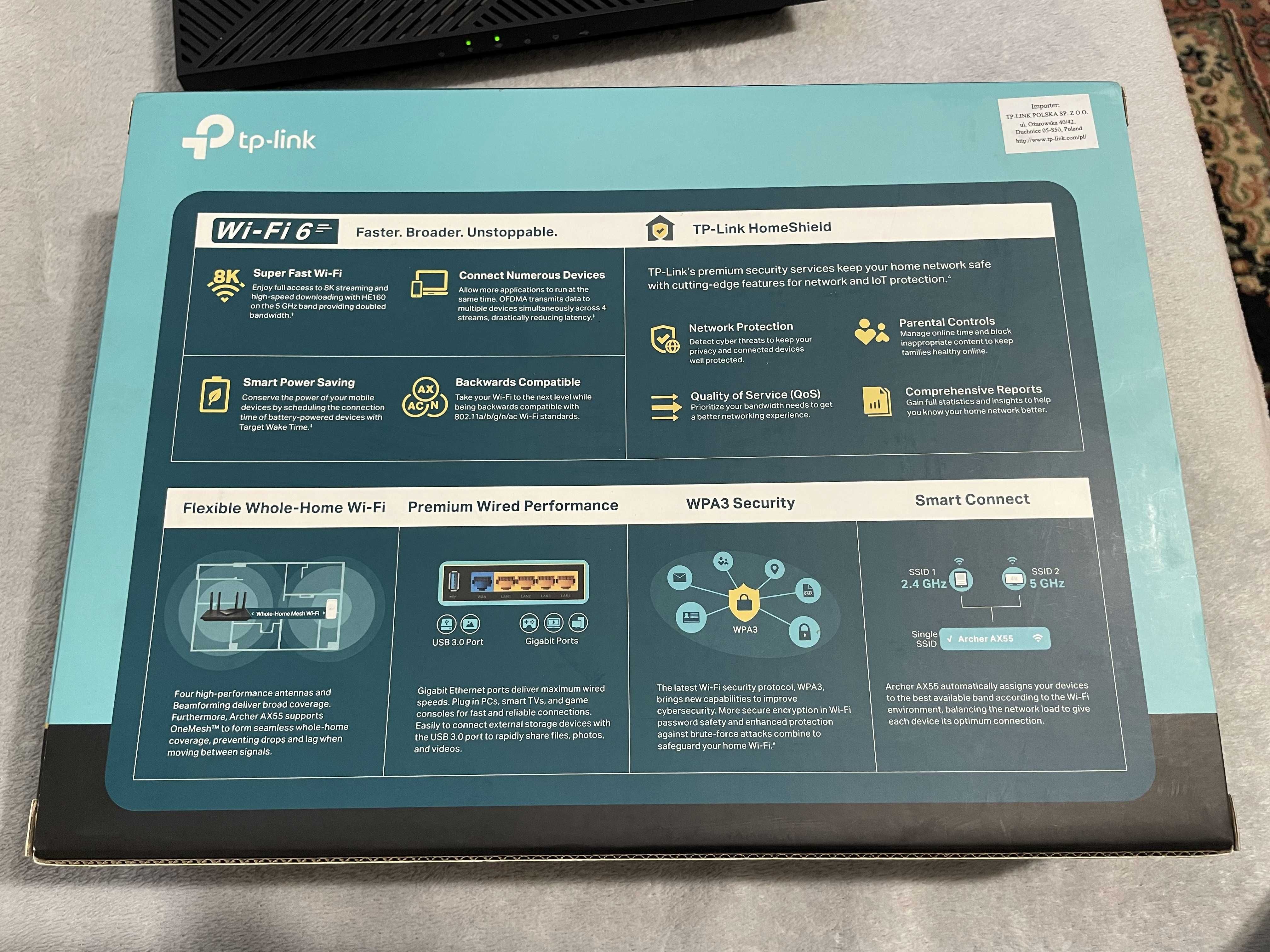 Router WIFI 6 TP-LINK Archer AX55 802.11ax 2.4/5 Ghz DualBand