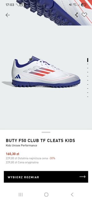 Buty do piłki turfy Adidas rozm 33