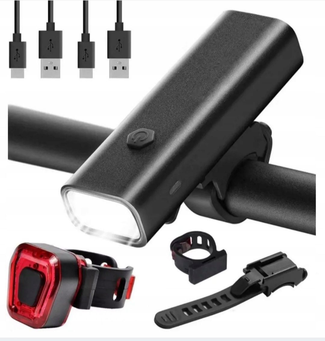 Lampka rowerowa LED przednia tylna latarka zestaw USB lampek rowerowyc