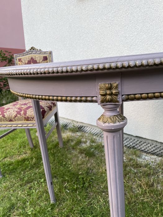 Komplet mebli Ludwik XIV XV, Kanapa, stolik, fotele, krzesła, stół