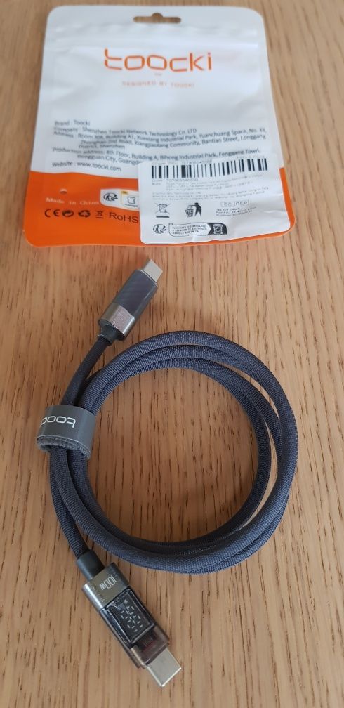 TOOCKI USB Kabel C na C 100Wat z wyświetlaczem 1 metr w oplocie