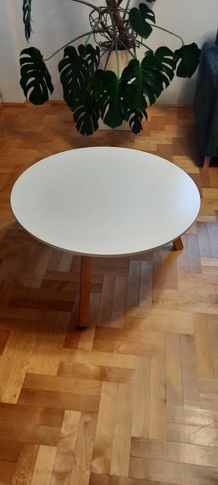 Stolik kawowy biały wysokość 45,5cm, średnica 80cm