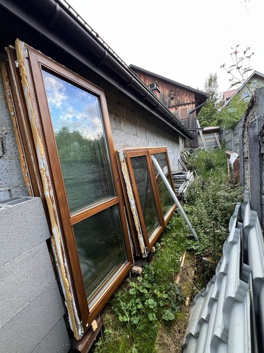 Okna z drewna  machoniowe z demontarzu