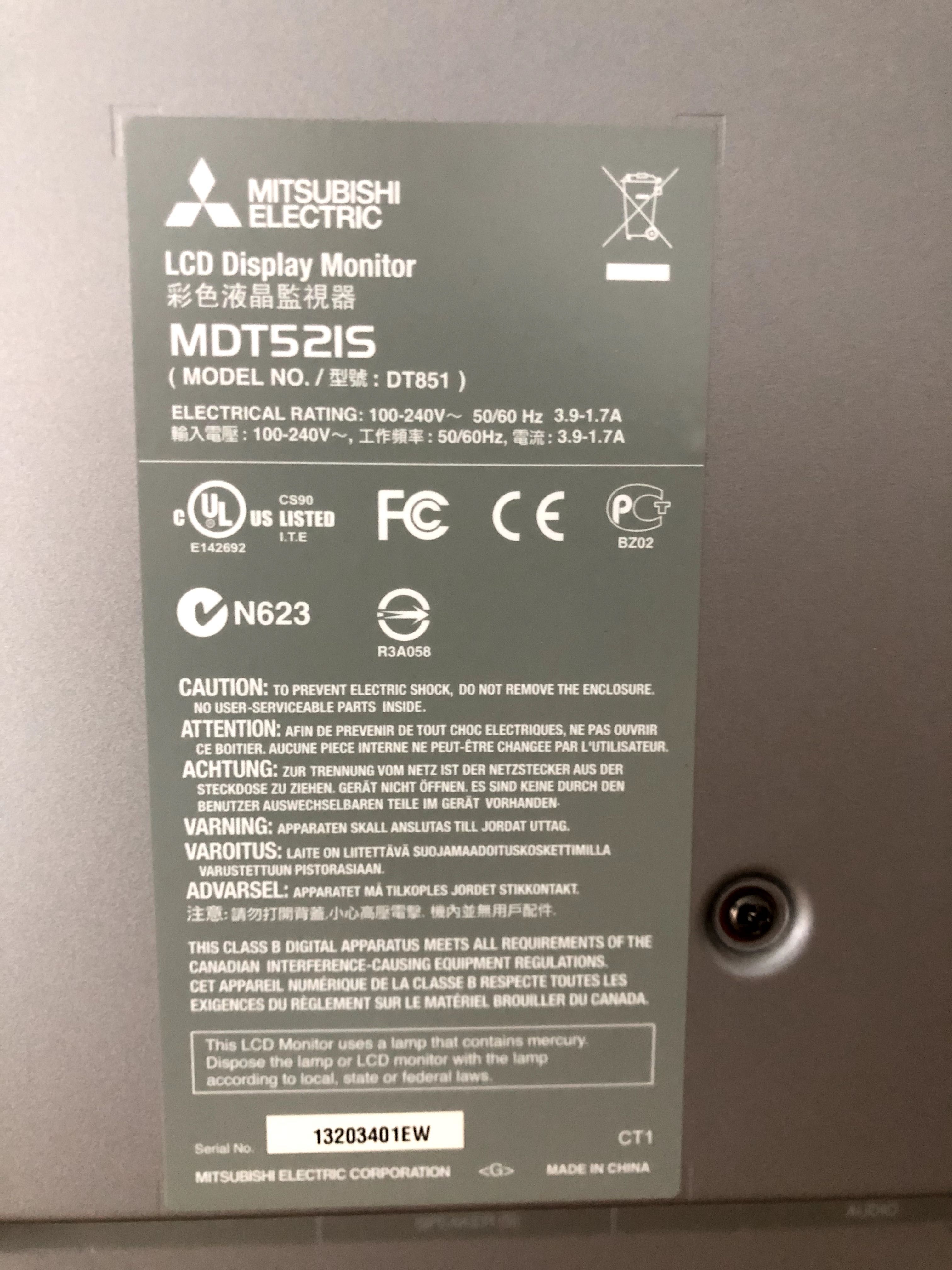 Monitor Mitsubishi MDT521S