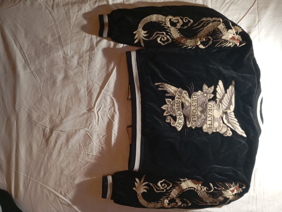 Бомбер r p jacket / reversible / tattoo design / velvet