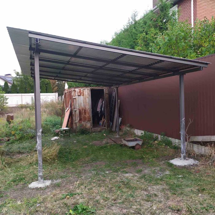 Навіс 3х3 односхилий Shelter Econom, Автонавіс, Каркас навісу для авто