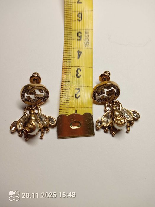 Kolczyki Gucci pszczoła z kamieniami swarovskiego  z mosiądzu