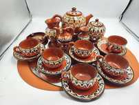 Ceramiczny serwis do kawy,pawie oczka,Bułgaria