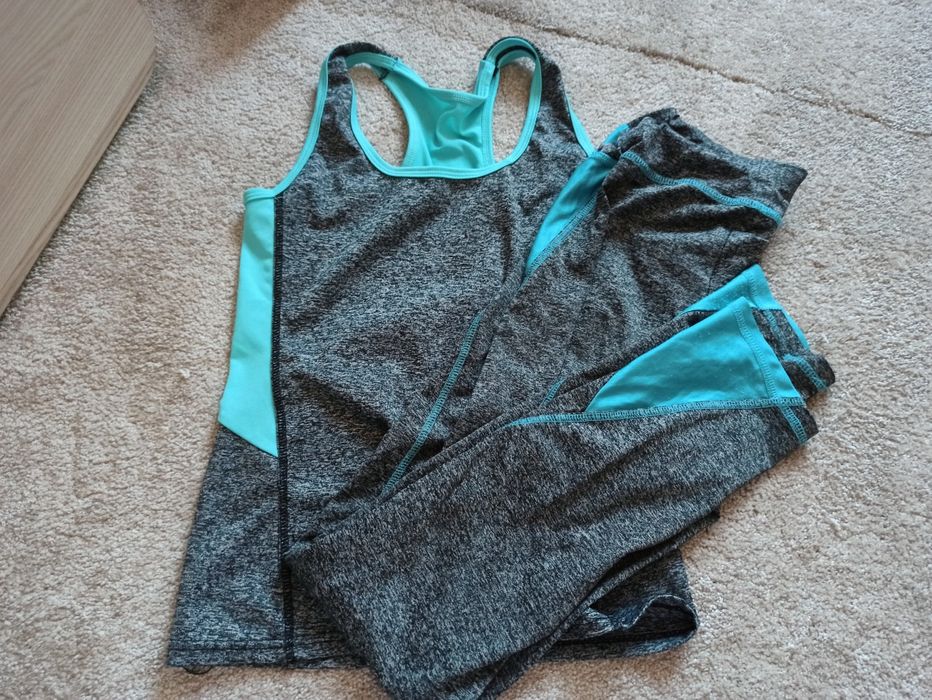 Komplet strój sportowy do biegania, siłowni, niebieski