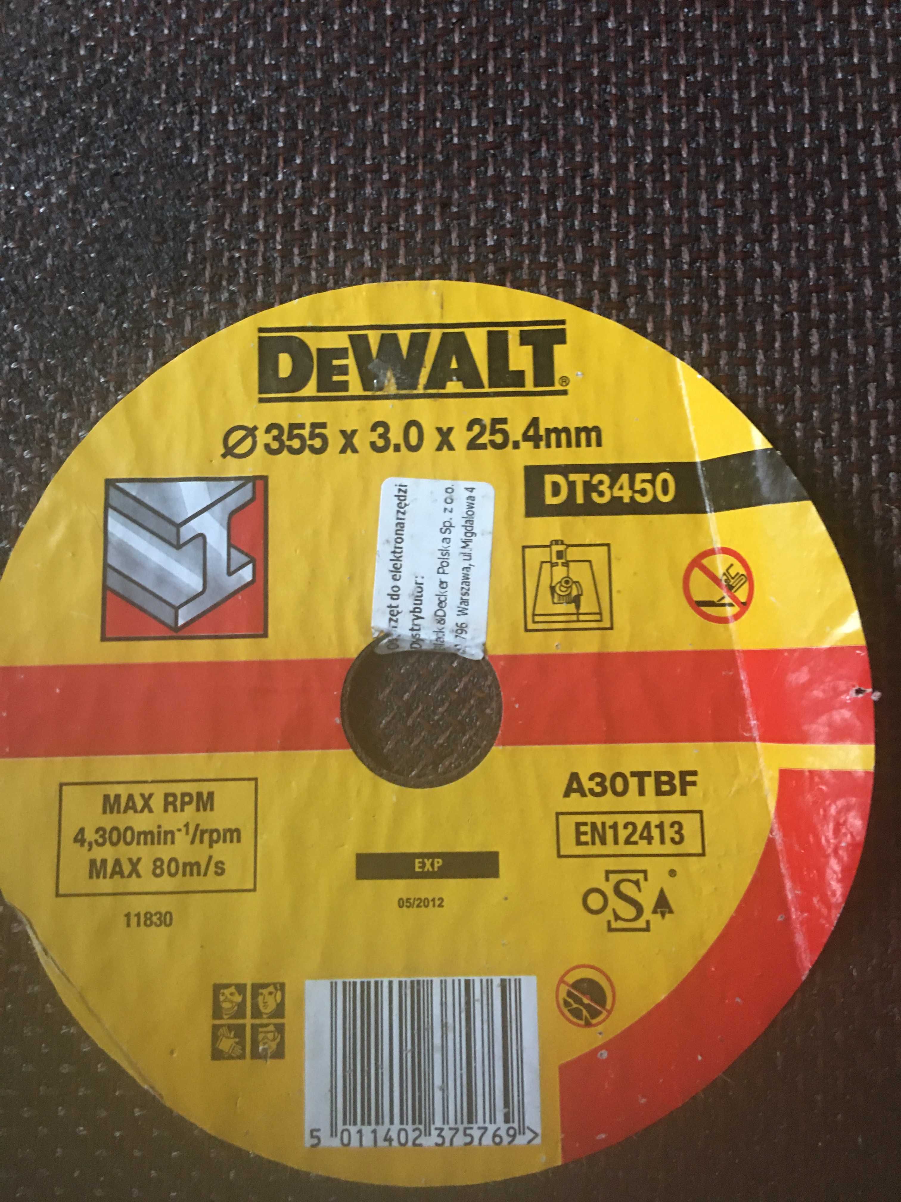 Tarcze d=355mm Dewalt do cięcia metalu