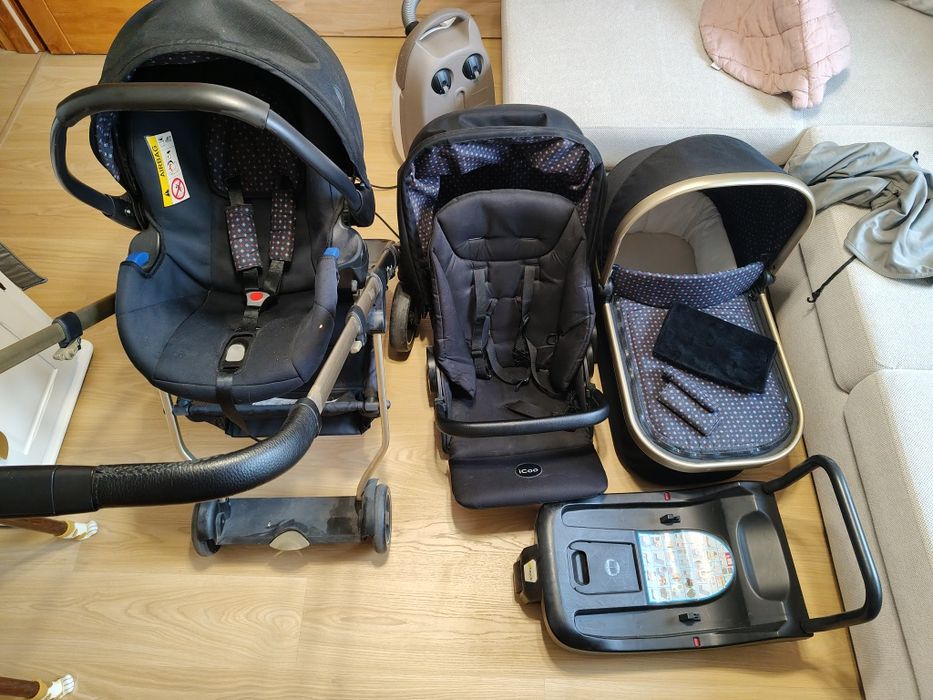 Icoo 3w1 wózek, fotelik, baza, spacerówka