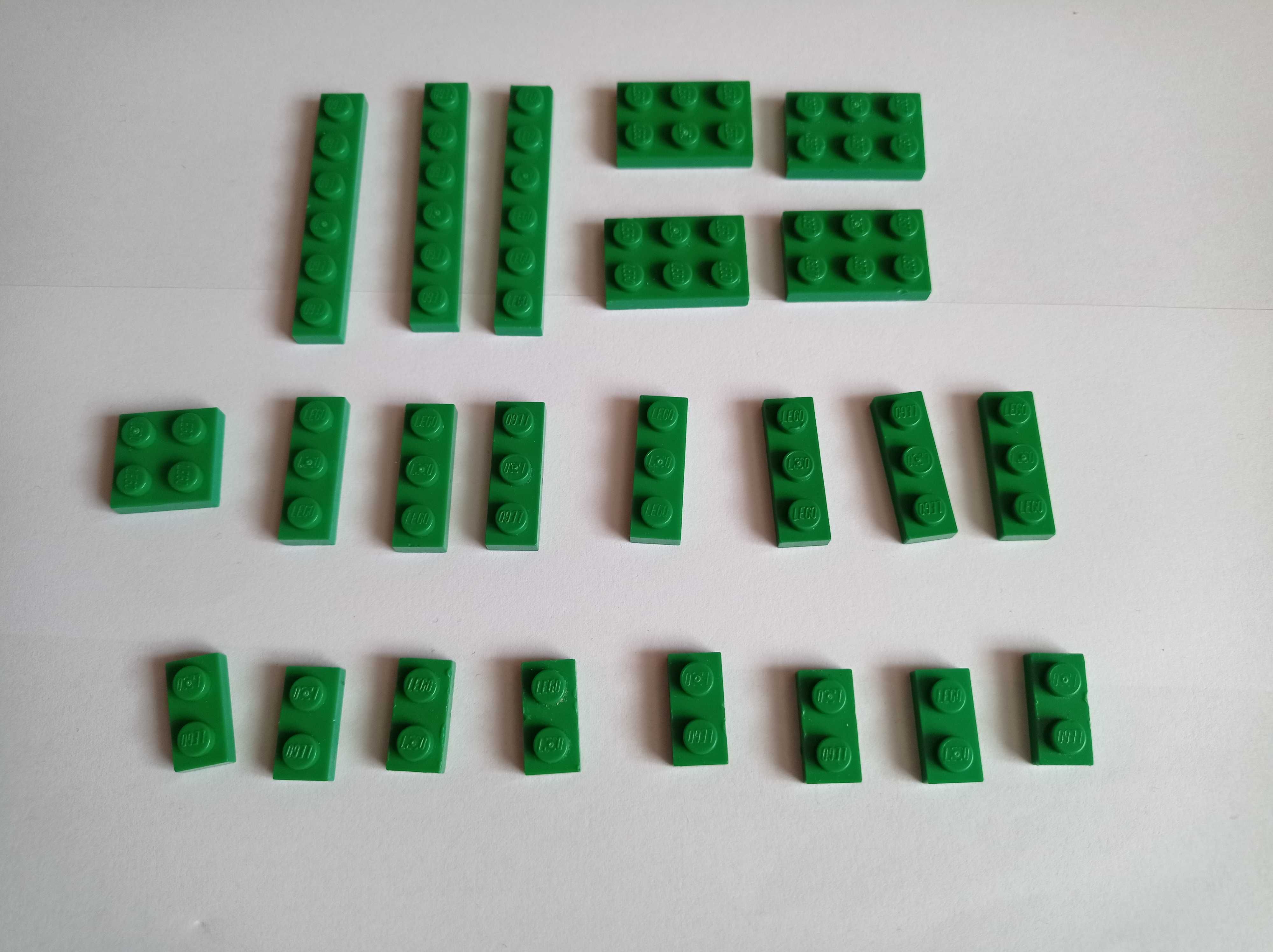 Klocki Lego, płytka, 1x2, 1x3, 2x2, 1x6, 2x3, kolor zielony