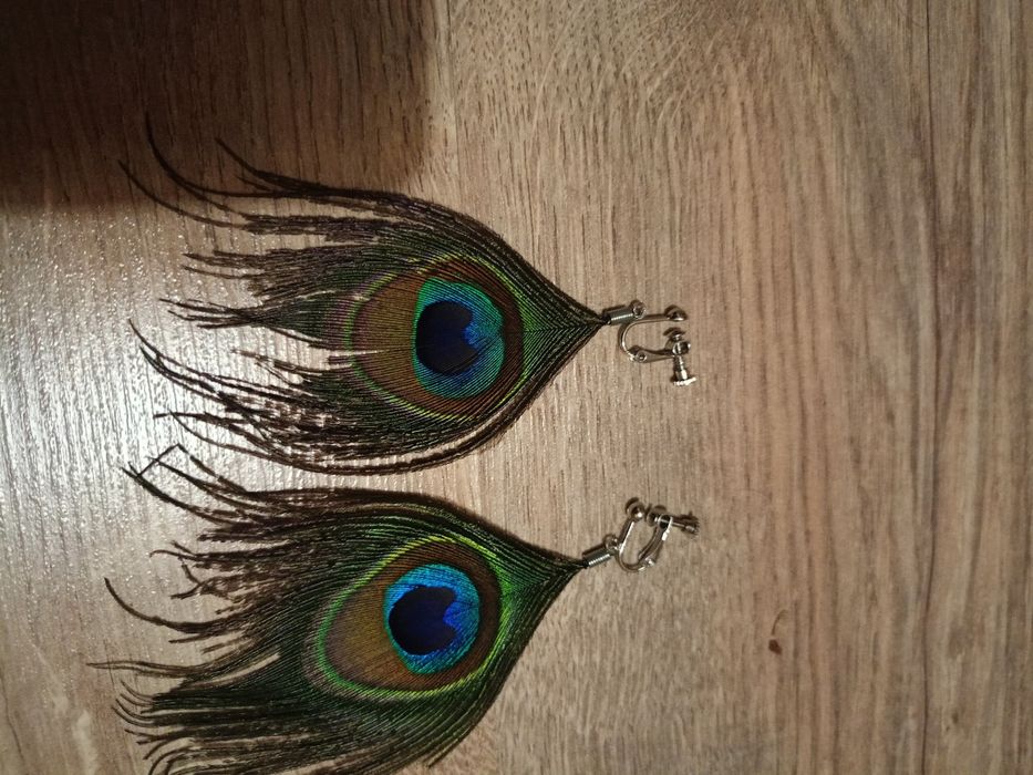 Klipsy pawie pióra nienoszone