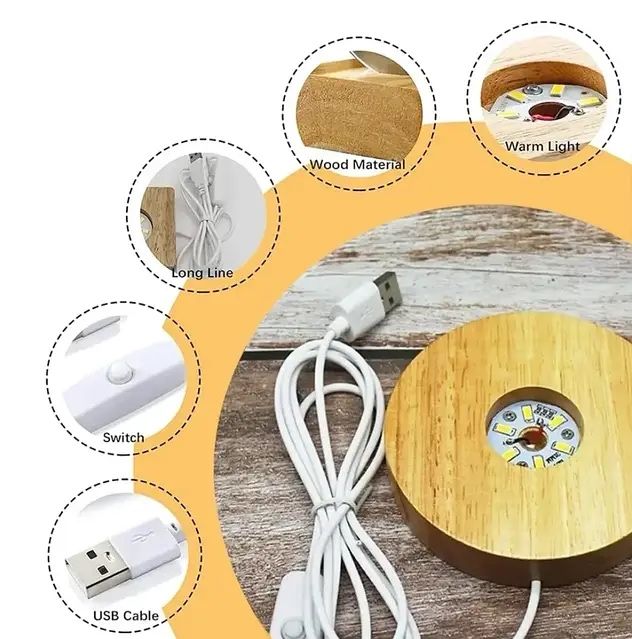 Светильник стеклянный шар USB Космос, Луна, Сатурн, Одуванчик