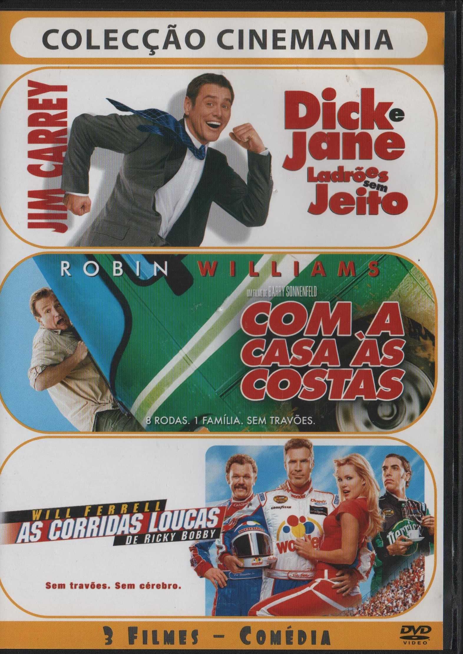 Caixa com 3 filmes de comédia-Jim Carrey/Robin Williams/Will Ferrell