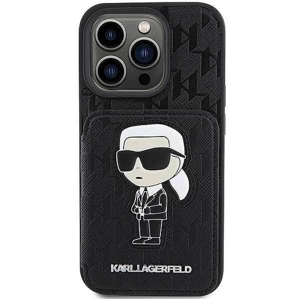 Etui Karl Lagerfeld Saffiano Cardslots and Stand Monogram Ikonik Patch