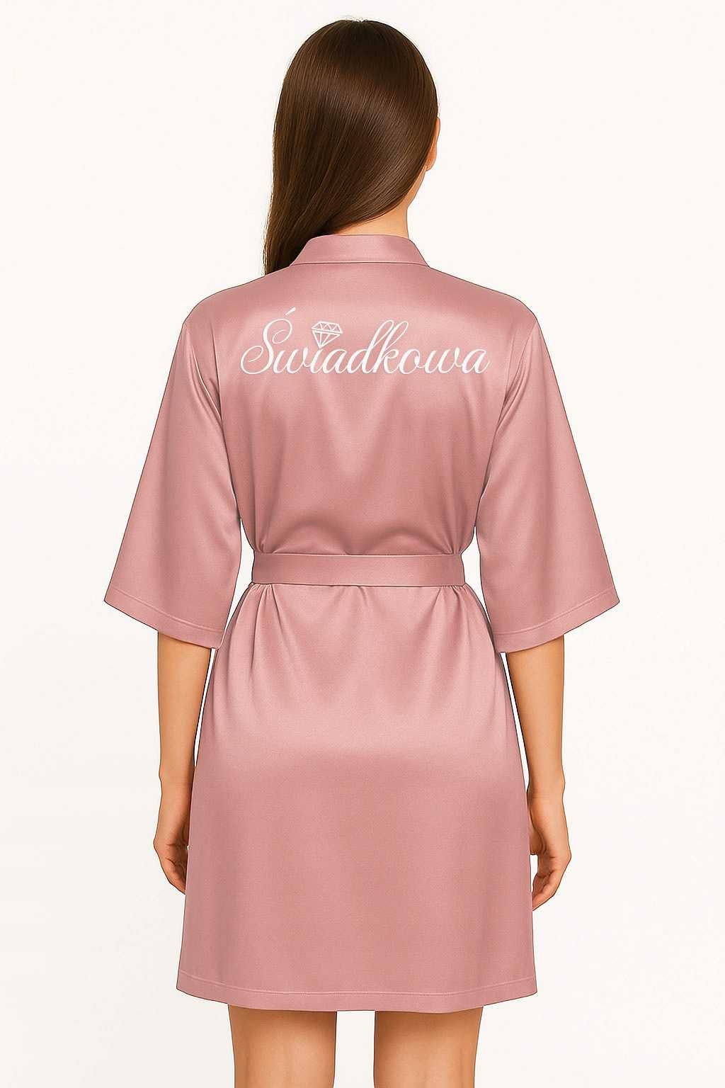 Szlafrok z napisem Świadkowa wieczór panieński ślub różowy rose gold